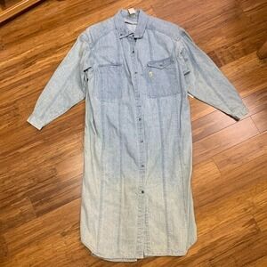 Vintage Jag Denim Dress Womens Small Blue Long Sleeve Button Front Light‎ Wash